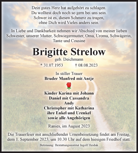 Traueranzeigen Von Brigitte Strelow Abschied Nehmen De