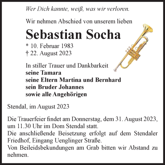 Traueranzeigen Von Sebastian Socha Abschied Nehmen De