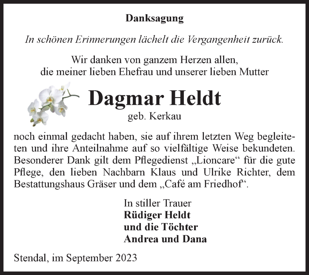 Traueranzeigen Von Dagmar Heldt Abschied Nehmen De