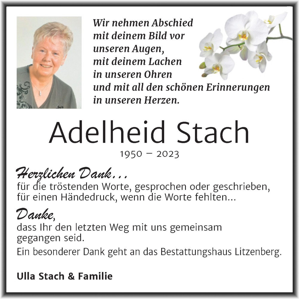 Traueranzeigen Von Adelheid Stach Abschied Nehmen De