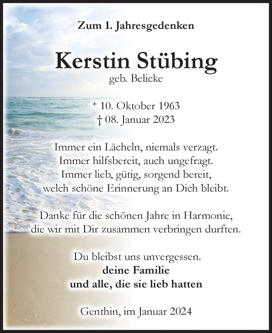 Traueranzeigen von Kerstin Stübing abschied nehmen de