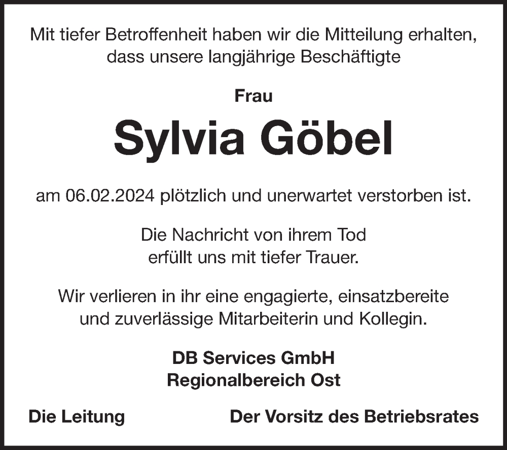 Traueranzeigen Von Sylvia G Bel Abschied Nehmen De